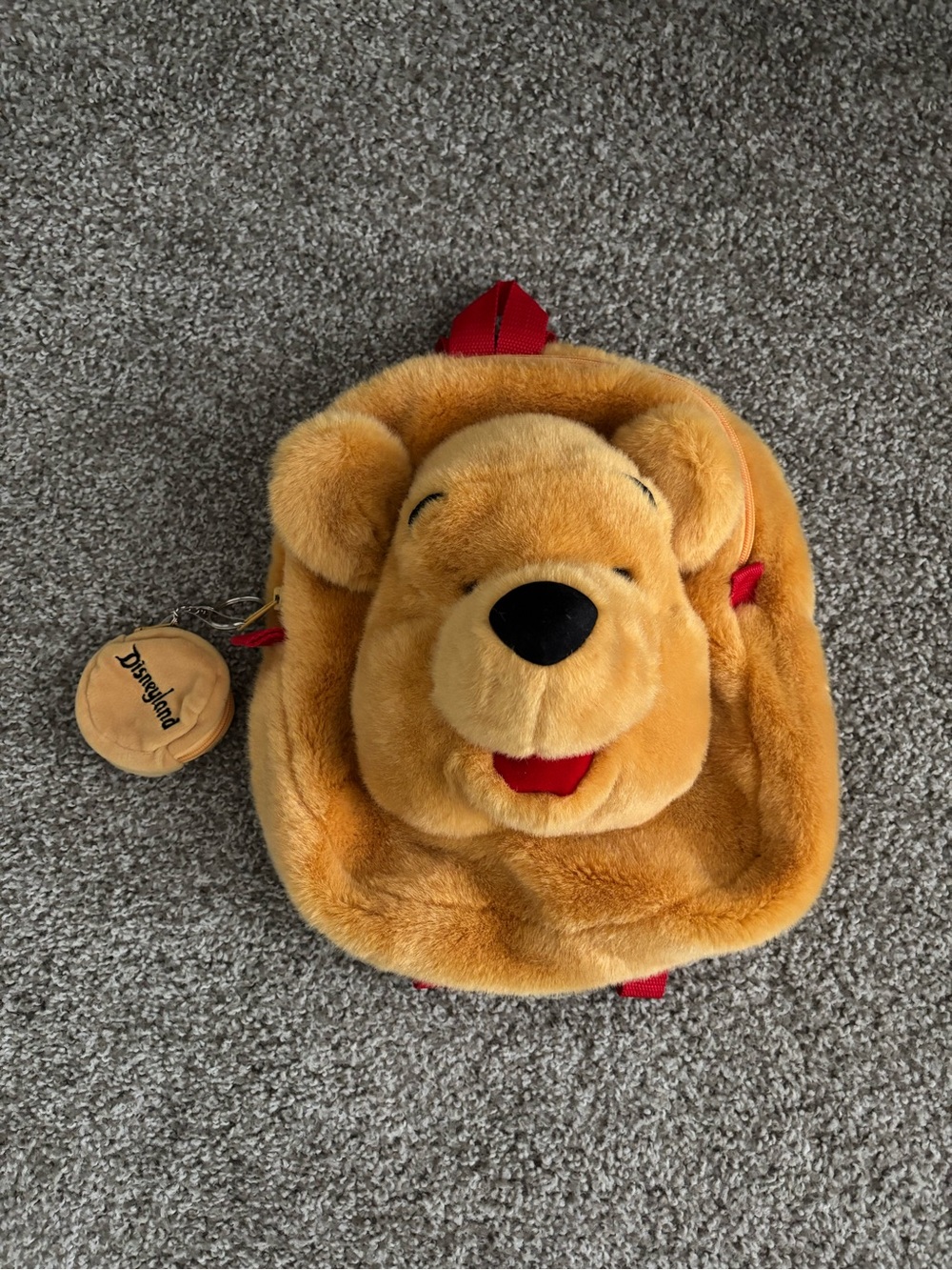 Vintage Disney Winnie the Pooh Plush Backpack in Gold and Red
